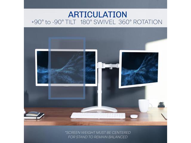 VIVO White Dual Monitor Desk Stand Mount Fits Up to 27 Computer Screens - image 4