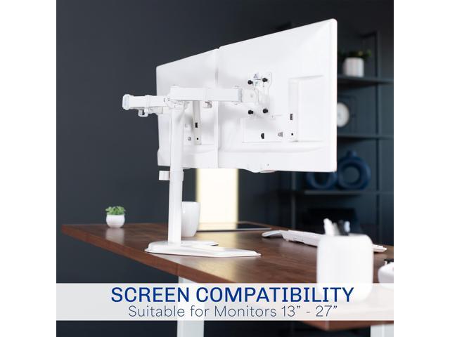 VIVO White Dual Monitor Desk Stand Mount Fits Up to 27 Computer Screens - image 7