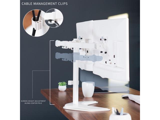 VIVO White Dual Monitor Desk Stand Mount Fits Up to 27 Computer Screens - image 6