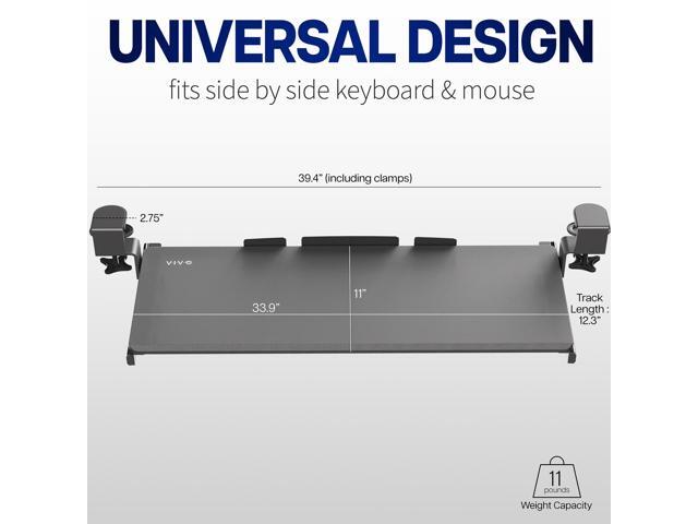 VIVO White Extra Long Clamp-on Computer Keyboard and Mouse Under Desk Slide Tray