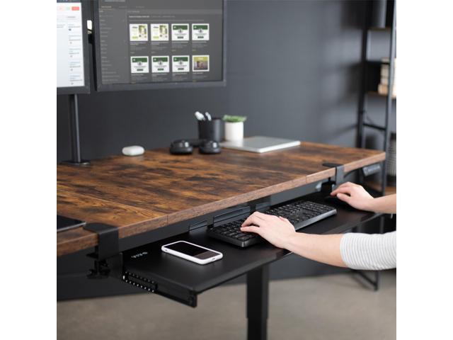 VIVO Black Extra Long Clamp-on Computer Keyboard and Mouse Under Desk Slide Tray