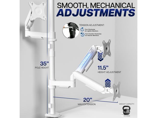 VIVO White Extra Tall Dual 17' to 32' Monitor Mechanical Spring Sit-Stand Desk Mount