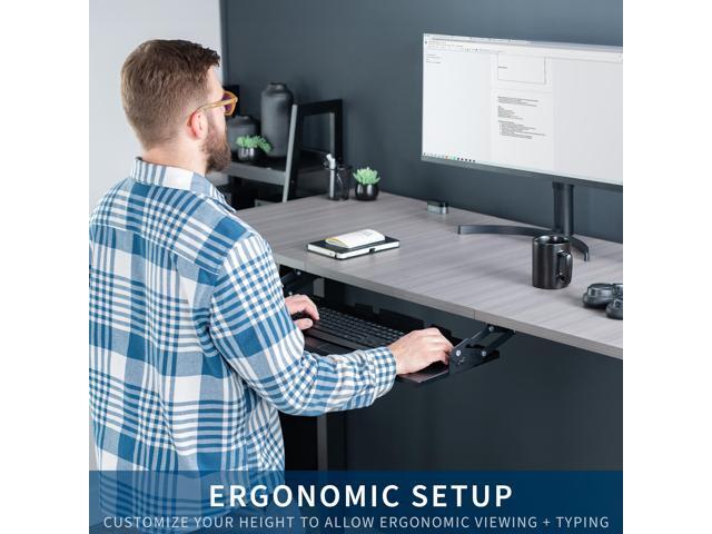 VIVO Black Extra Sturdy Under Desk Keyboard Tray with Swinging Height Adjustment