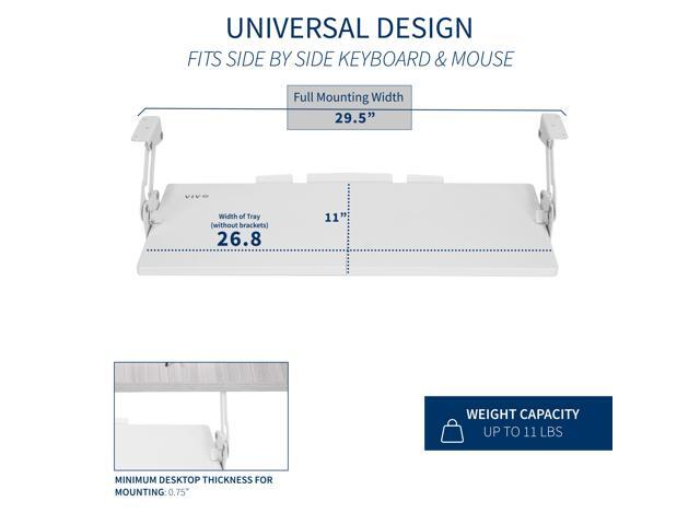 VIVO White Extra Sturdy Under Desk Keyboard Tray with Swinging Height Adjustment
