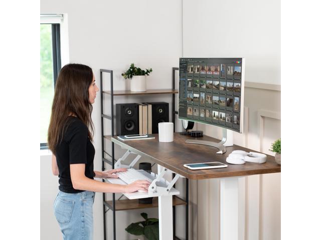 VIVO White Extra Sturdy Under Desk Keyboard Tray with Swinging Height Adjustment