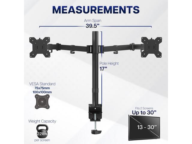 VIVO Black Dual Monitor Adjustable Desk Mount, Fits Ultrawide Screens up to 38'