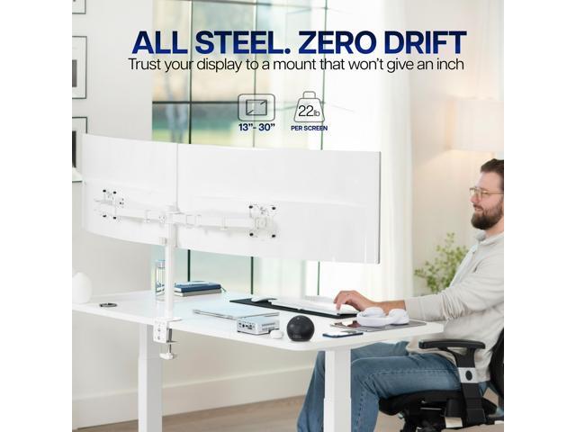 VIVO White Dual Monitor Adjustable Desk Mount, Fits Ultrawide Screens up to 38'
