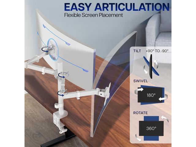 VIVO White Dual Monitor Adjustable Desk Mount, Fits Ultrawide Screens up to 38'