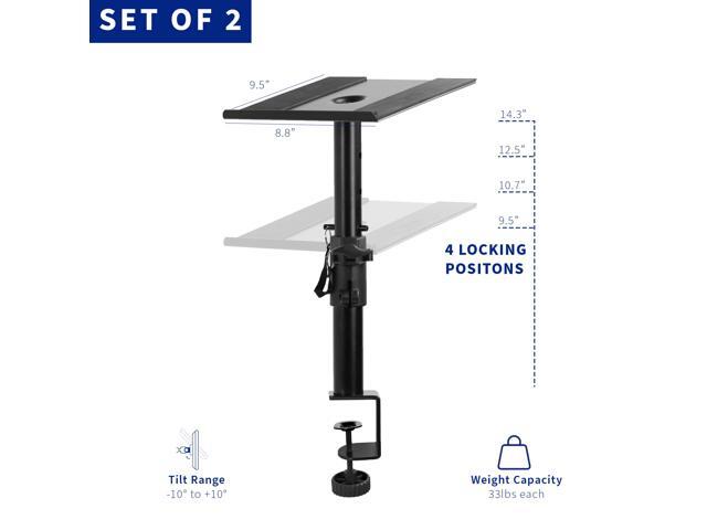 VIVO Universal Black Steel Clamp-on Desk / Table Speaker Stands, 2 Pack