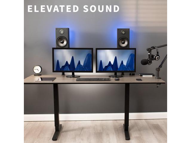 VIVO Universal Black Steel Clamp-on Desk / Table Speaker Stands, 2 Pack