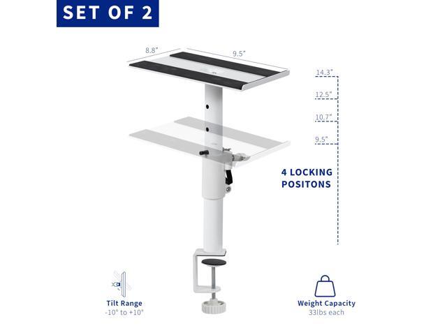 VIVO Universal White Steel Clamp-on Desk / Table Speaker Stands, 2 Pack