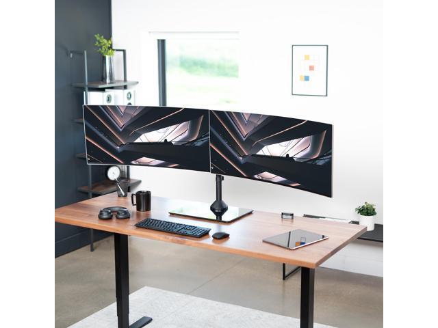 VIVO Dual Computer Monitor Mount with Glass Base for 2 Ultrawides up to 38'