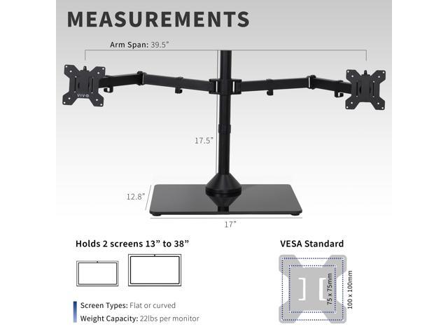 VIVO Dual Computer Monitor Mount with Glass Base for 2 Ultrawides up to 38'