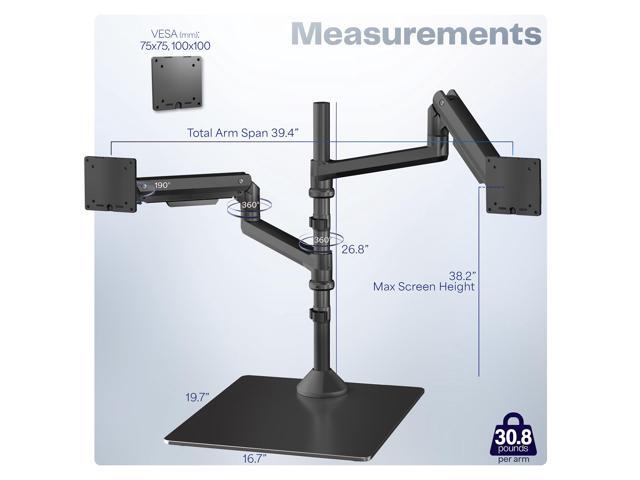 VIVO Pneumatic Dual Ultrawide Monitor Desk Stand, Up to 49 inch Computer Screens