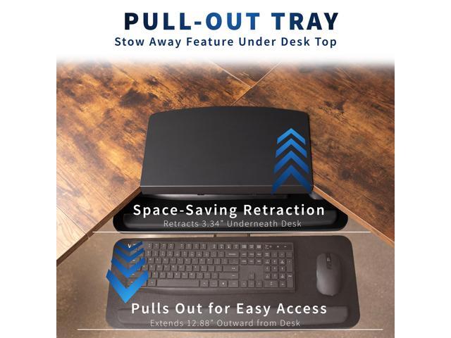 VIVO Black Corner Desk Keyboard & Mouse Platform Tray for L-shaped Workstation