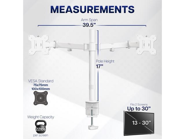 VIVO White Dual Monitor Adjustable Desk Mount, Fits Ultrawide Screens up to 38'