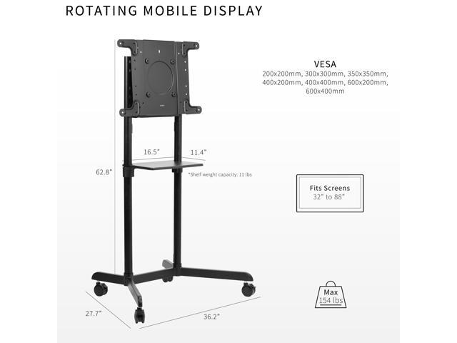 VIVO Black Mobile Portrait to Landscape TV Cart for 32' to 88' Flat Screens