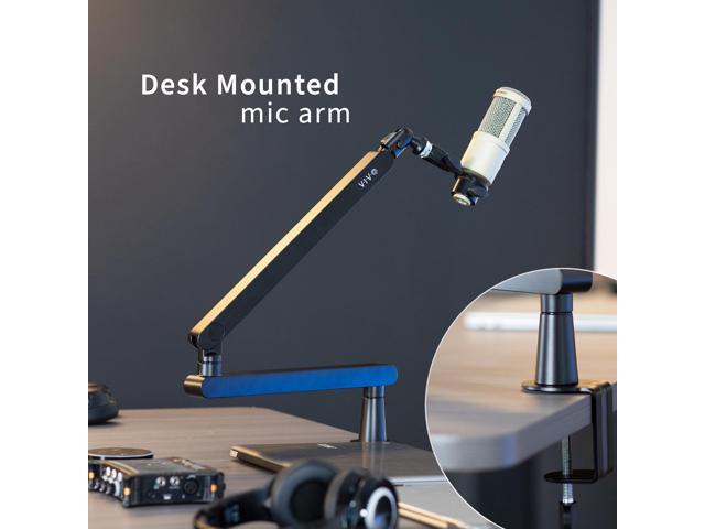 VIVO Clamp-on Low Profile Height Adjustable Heavy Duty Microphone Desk Mount