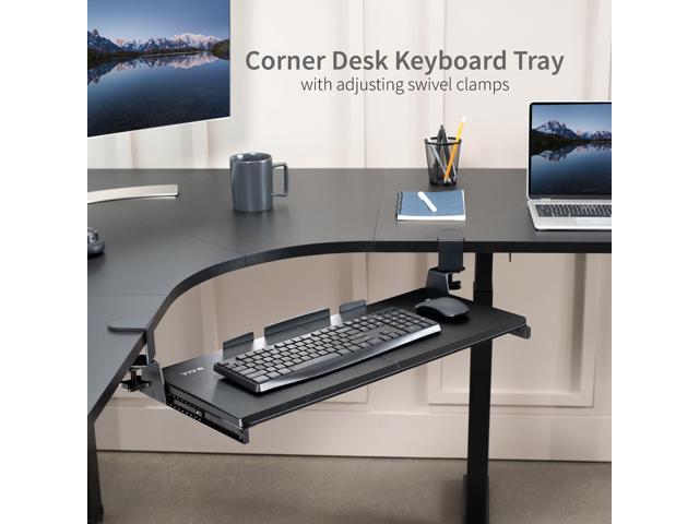 VIVO Clamp-on Computer Keyboard & Mouse Under Desk Slider Tray for Corner Desks