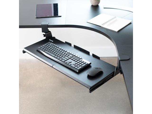 VIVO Clamp-on Computer Keyboard & Mouse Under Desk Slider Tray for Corner Desks