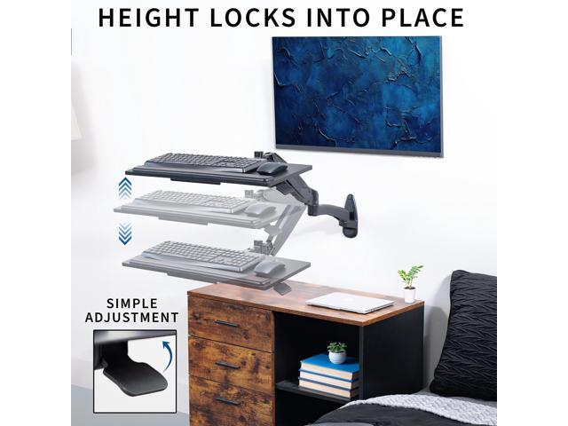VIVO Pneumatic Keyboard & Mouse Platform Wall Mount, Keyboard Tray Arm