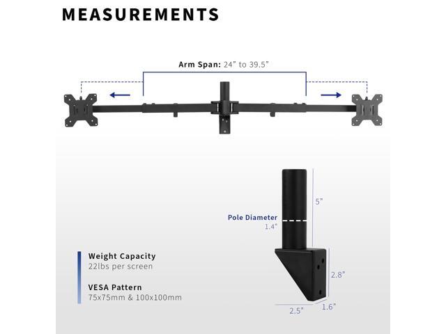 VIVO Steel Telescoping Flush Wall Mount for Dual 27' to 38' Ultra Wide Monitors