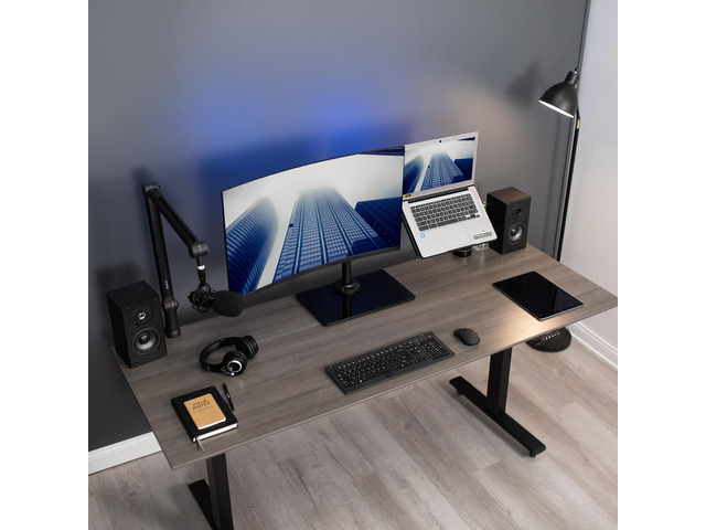 VIVO Black Laptop & Monitor Desk Stand with Glass Base, Fits up to 32' Screen