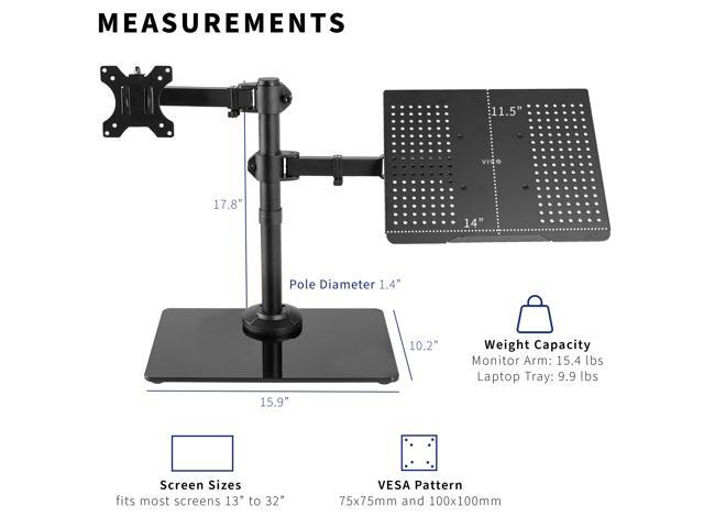 VIVO Black Laptop & Monitor Desk Stand with Glass Base, Fits up to 32' Screen