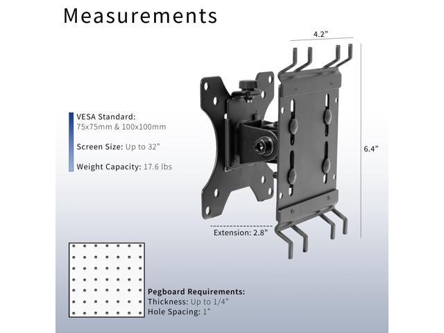 VIVO Single Monitor Pegboard Panel Mount, Fits up to 32' Screens
