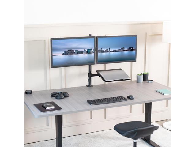 VIVO Dual 13' to 27' Monitor Mount with Laptop Holder, Tall Adjustable Stand