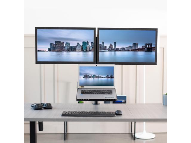 VIVO Dual 13' to 27' Monitor Mount with Laptop Holder, Tall Adjustable Stand