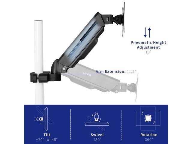 VIVO Steel Universal Pole Mount Pneumatic Monitor Arm, Fits 17' to 32' Screens