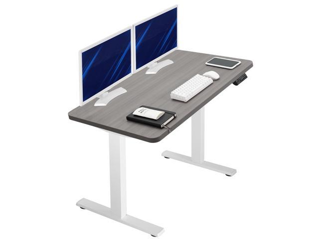 VIVO Electric 43 x 24 Stand Up Desk Dark Gray Table Top, White Frame