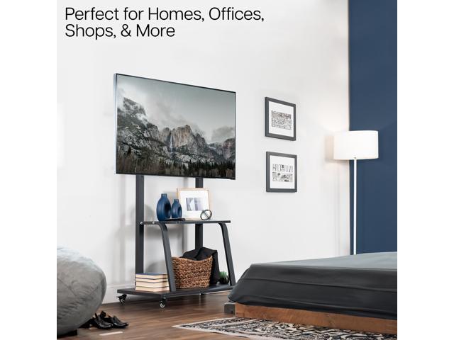 VIVO Heavy Duty Steel Mobile TV Cart for 42' to 100' Screens w/ Metal AV Shelf