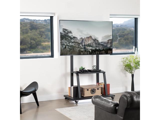 VIVO Heavy Duty Steel Mobile TV Cart for 42' to 100' Screens w/ Metal AV Shelf