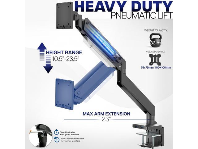 VIVO Single Pneumatic Monitor Desk Mount with USB, Fits Ultrawides up to 49'