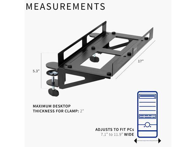 VIVO Clamp-on Adjustable Deskside Gaming PC Holder with Wall Mounting Option