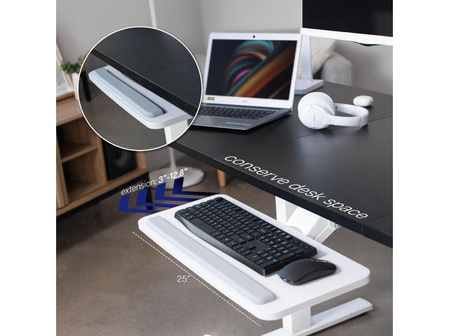 VIVO White Adjustable Computer Keyboard & Mouse Platform Tray Under Desk Mount