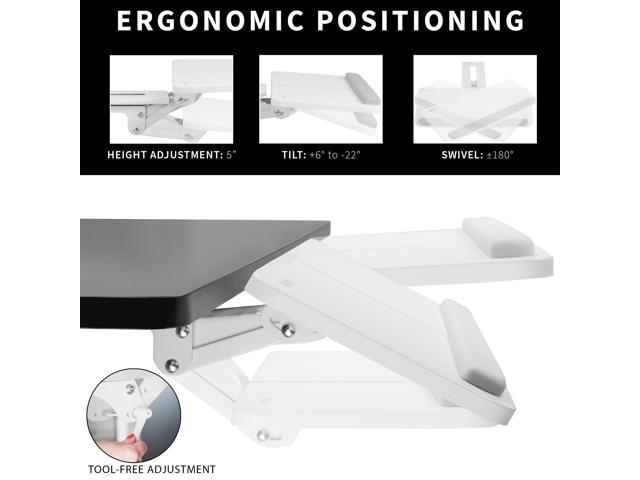VIVO White Adjustable Computer Keyboard & Mouse Platform Tray Under Desk Mount