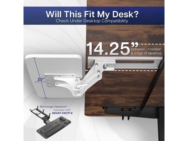 VIVO White Adjustable Computer Keyboard & Mouse Platform Tray Under Desk Mount