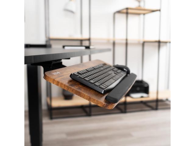 VIVO Rustic Vintage Brown Computer Keyboard & Mouse Tray, Under Table Desk Mount