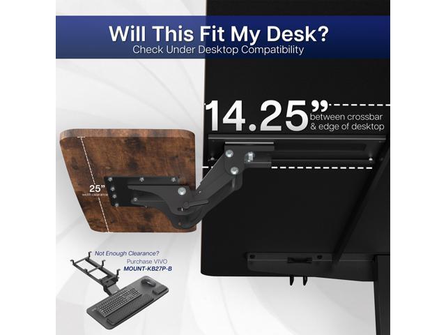 VIVO Rustic Vintage Brown Computer Keyboard & Mouse Tray, Under Table Desk Mount