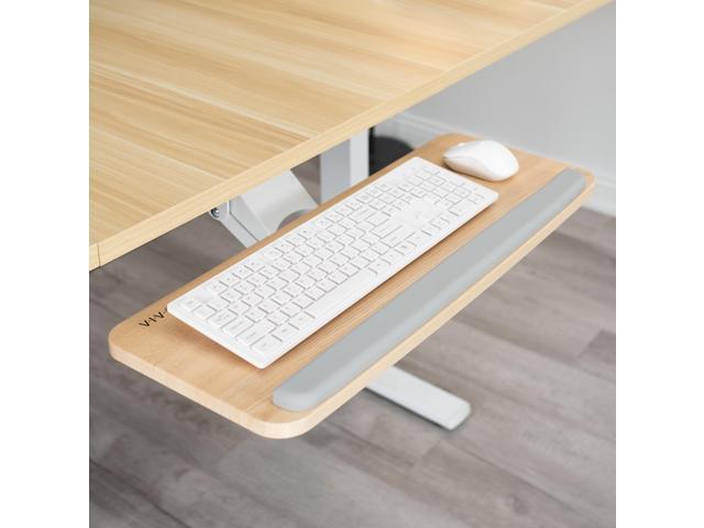 VIVO Light Wood Adjustable Computer Keyboard & Mouse Tray Under Table Desk Mount