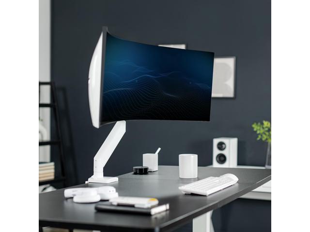 VIVO White Single Pneumatic Monitor Desk Mount, Fits Ultrawides up to 49'