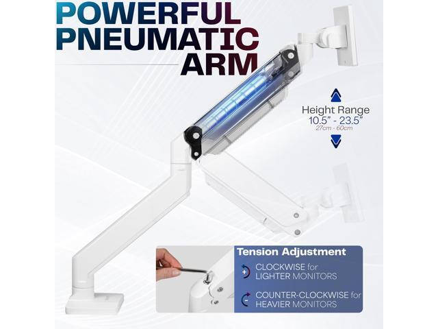 VIVO White Single Pneumatic Monitor Desk Mount, Fits Ultrawides up to 49'