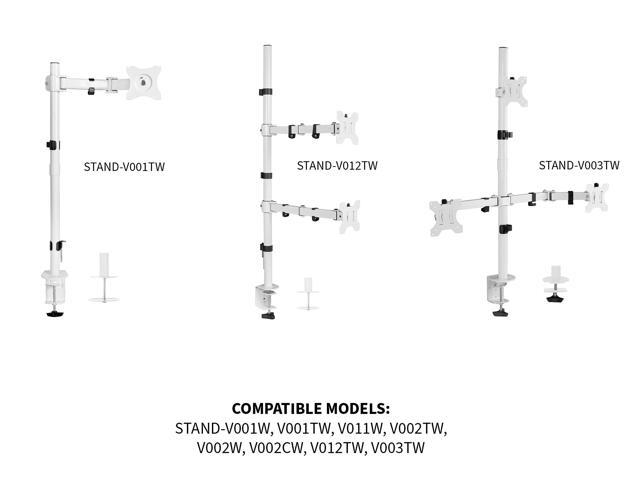 VIVO White Steel Extra Tall 3 Section Monitor Stand Pole 39'