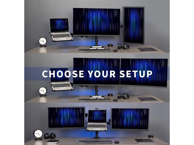 VIVO Dual 13' to 27' Monitor Mount with Laptop Holder, Horizontal Screen Display