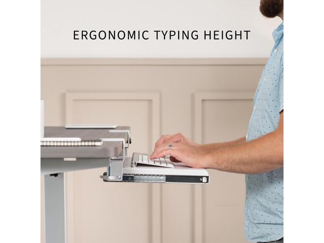 VIVO White Small Clamp-on Computer Keyboard and Mouse Under Desk Slider Tray
