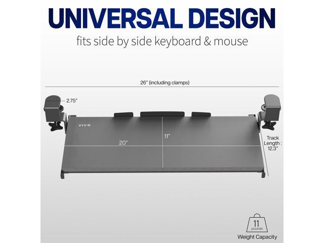 VIVO Light Wood Small Clamp-on Computer Keyboard & Mouse Under Desk Slider Tray