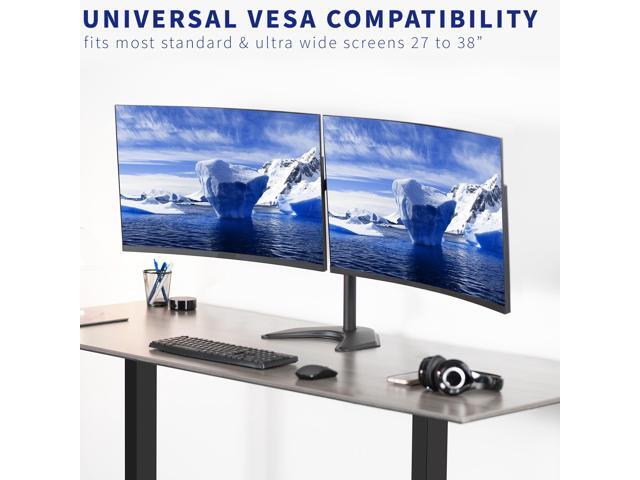 VIVO Black Telescoping Dual Ultrawide 27' to 38' Monitor Freestanding Desk Stand